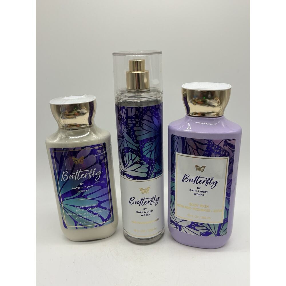 Bath and Body Works “One of A Kind” Butterfly Gift Set No Box Lotion Body Wash